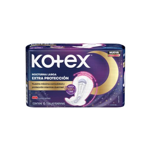 KOTEX TOALLITAS FEMENINAS NOCTURNAS x6 un