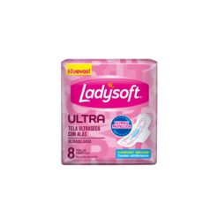 LADYSOFT ULTRADELGADAS CON ALAS ULTRASECA TOALLAS HIGIENICAS x8 un