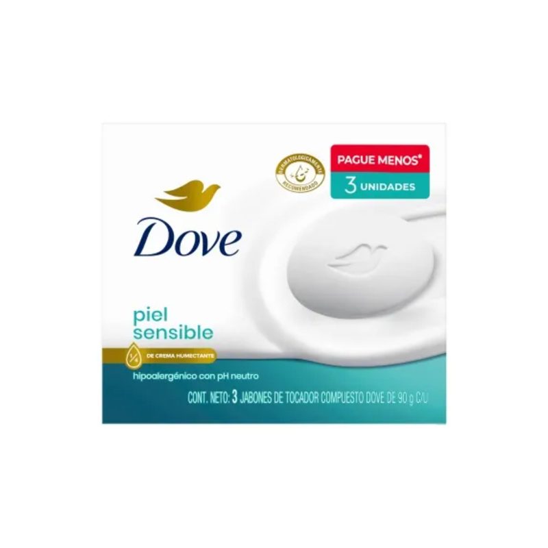 DOVE JABON DE TOCADOR PIEL SENSIBLE 3 un x90 gr